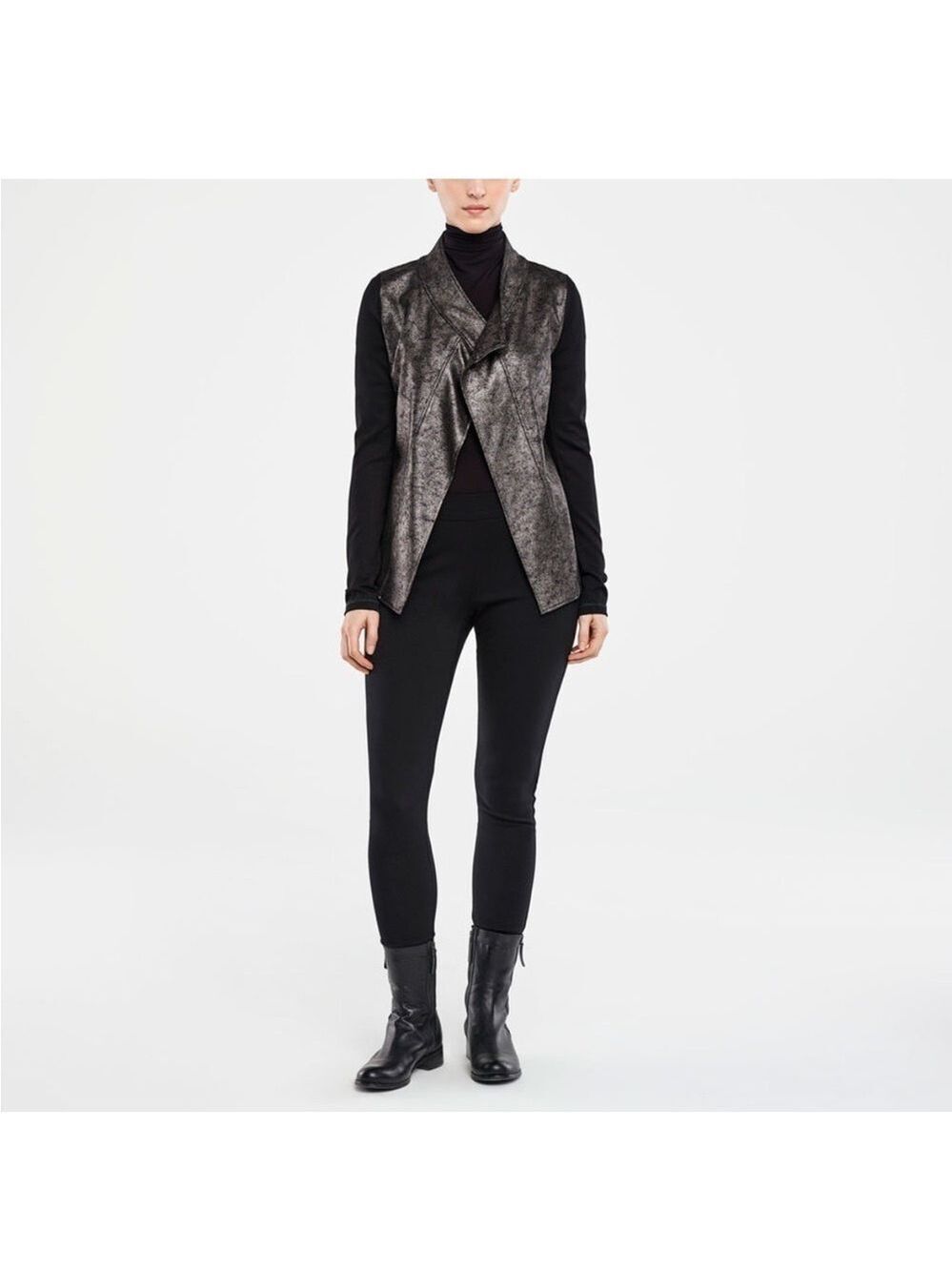 Sarah Pacini Metallic Open Front Jacket Sz 1